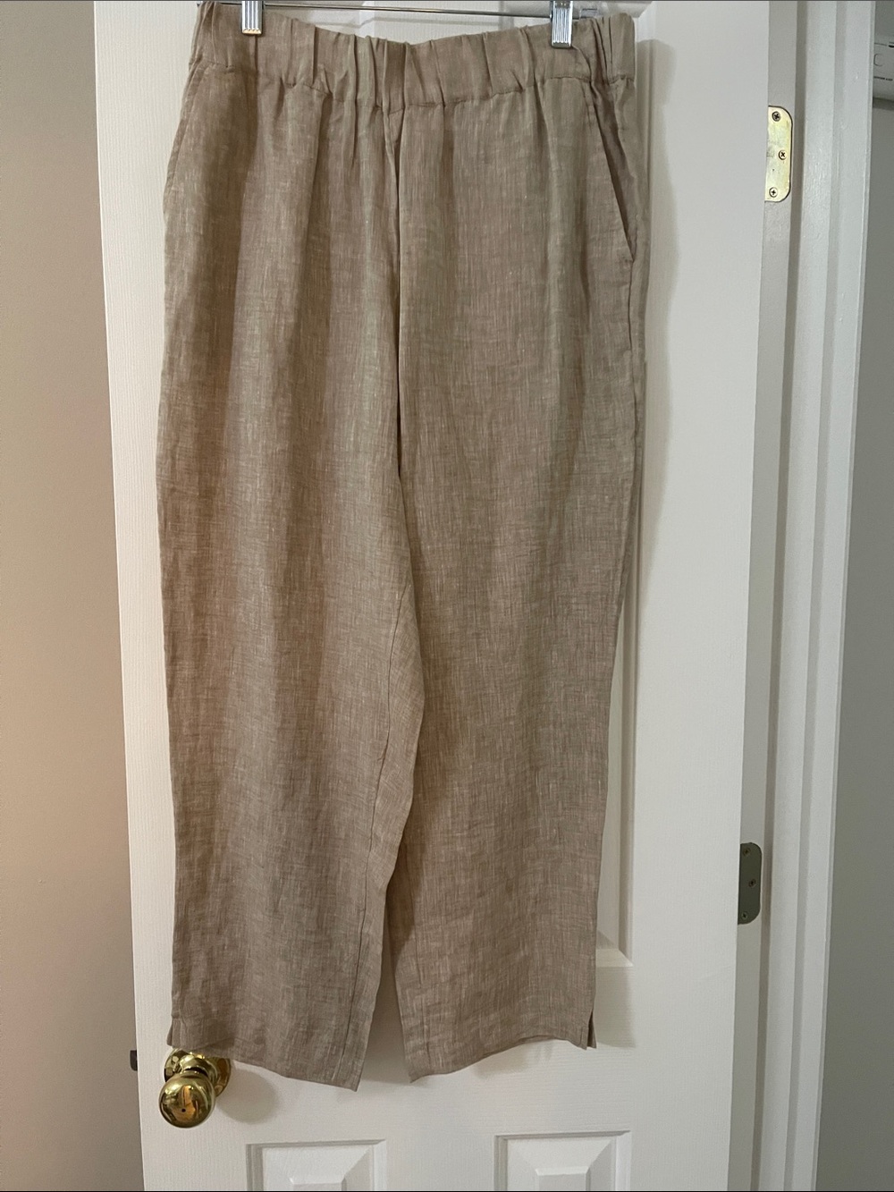 Haven Linen Wide-Leg Elastic Waist Pants — Beige NWT